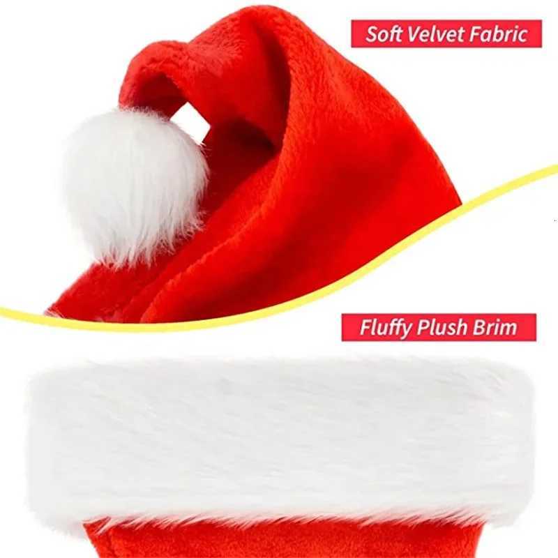 High Quality Christmas Xmas Soft Hat Santa Claus Red Short Plush Noel Hat Merry Christma Decor Gift Happy New Year 2026W251027