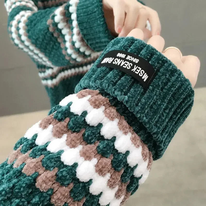 Autumn Winter Korean Style Fashionable Versatile Sweater Womens PoloTurtle Neck LooseFit Knitted Top Outer Wear 251027