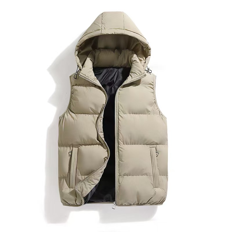 Cross-border cotton vest men's autumn and winter new hooded plus size vest foreign trade spot men's solid color cotton-padded jacket vest me