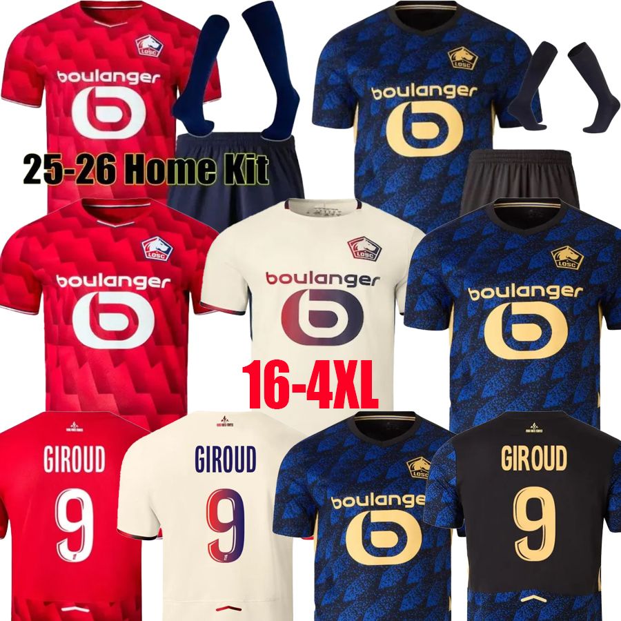 25 26 Maillot Lille Soccer Jerseys 2025 2026 LOSC Fourth Football Jersey Shirt Kit Home Away Third HARALDSSON Men Kids Kit GIROUD J DAVID ZHEGROVA ANGEL YAZICI