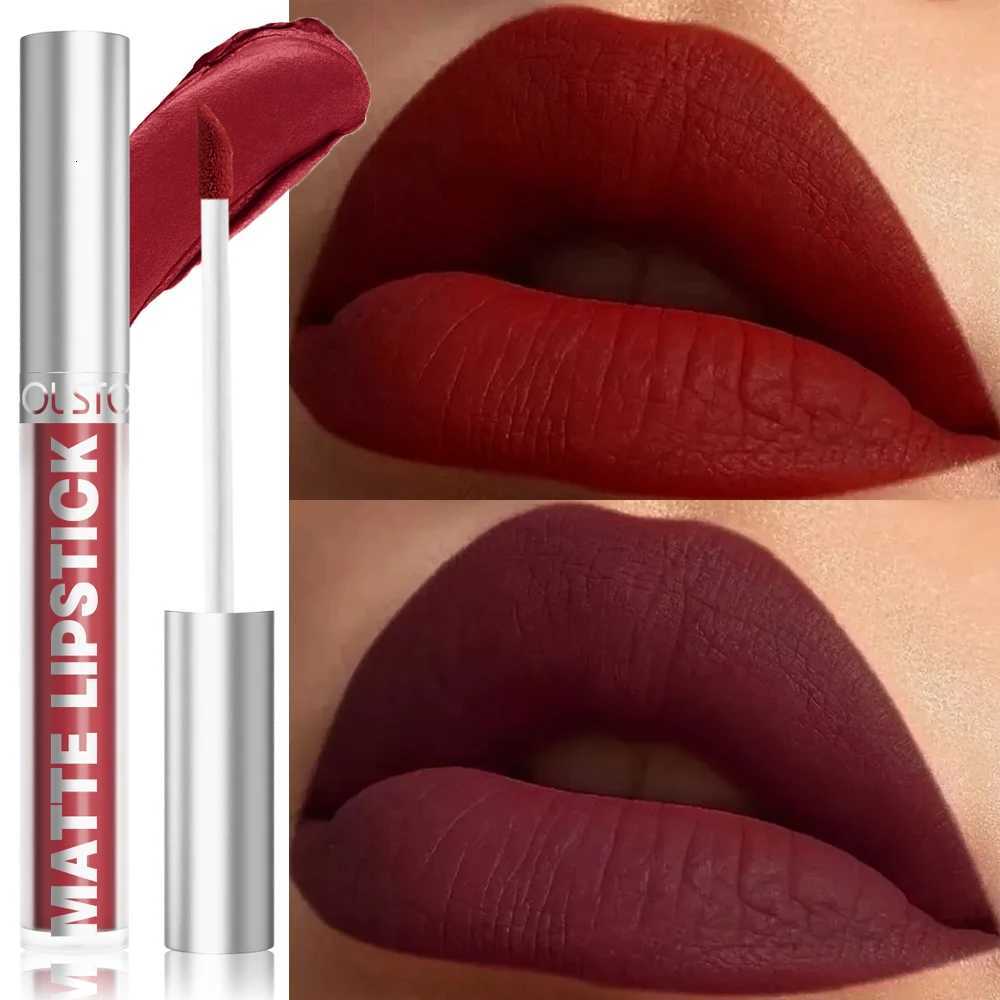 Velvet Matte Lip Glaze Easy To Color Dark Red Matte Liquid Lipstick Waterproof Lasting Moisturizing Brown Lip Gloss Cosmetic pc W251027