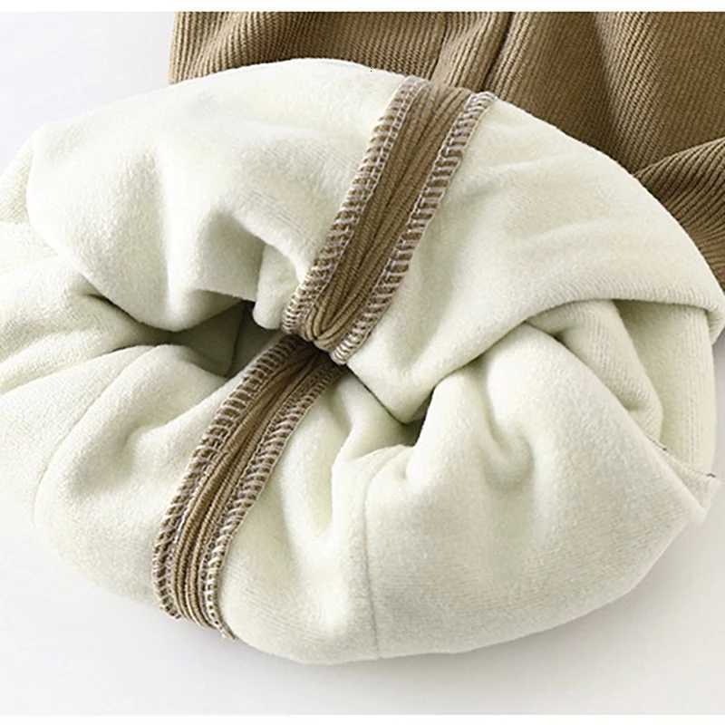 2025 Winter Thicken Corduroy Children Pants Fleece Lined Sporty Toddler Joggers with Pockets Boys Girls Warm Clothes TrousersT251027