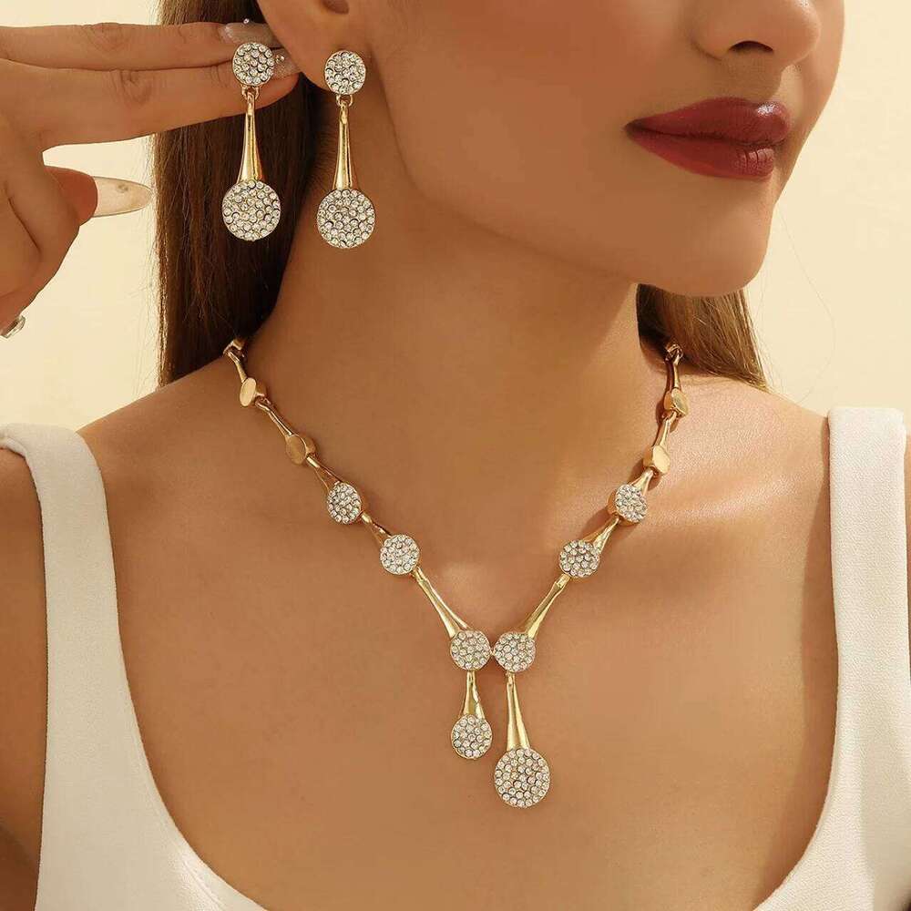 Necklace Earrings Exquisite Set Golden Quiet Elegant Bridal Banquet Jewelry Gifts For Women