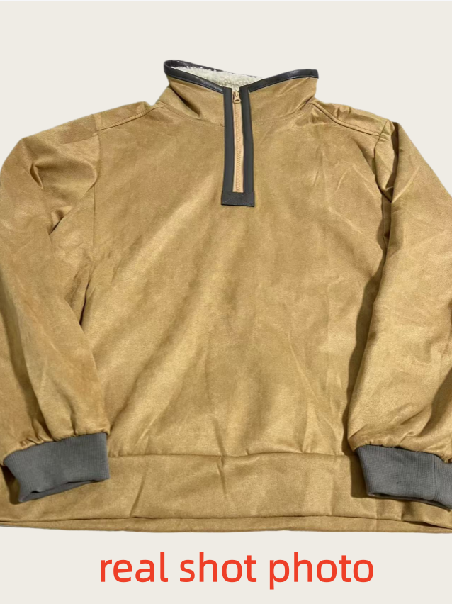 Men's Hoodie Solid Color Men's Casual Hoodie Stand-Collar Placket Zip-Up Fleece-Lined Hoodie Men's Autumn & Winter Top