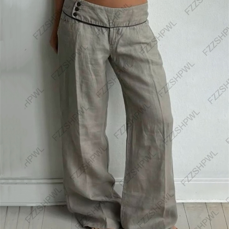 Womens solid color button trousers spring and autumn comfortable casual versatile straight emo girls fashion trend street wears 251024