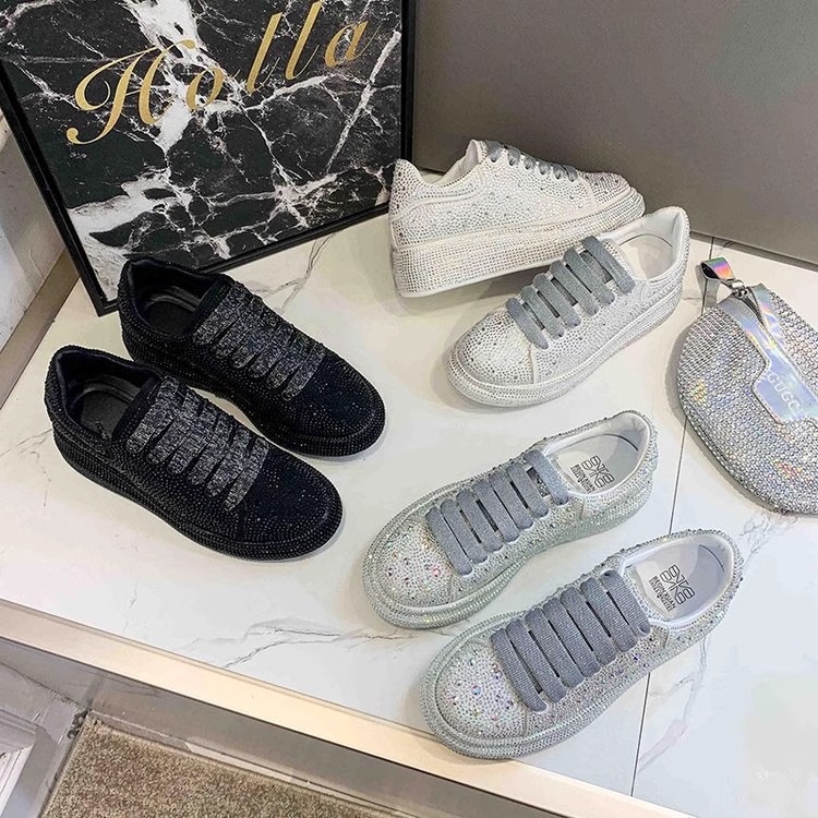 Best Selling In Season New Casual Full Rhinestone Platform Sneakers Fashion Versatile Height Increasing Women Shoes Size 35 42 Colorful Black White Fr
