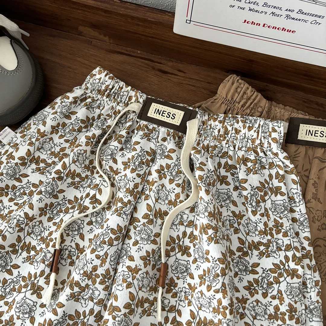 2025 Spring Autumn Thin Children Pants Toddler New Casual Loose Trousers Floral Pants Outer Wear Boys Girls Versatile PantsT251027