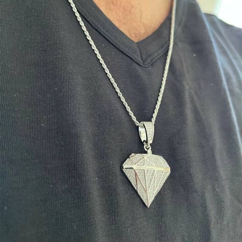 Hip Hop Mens Custom Diamond Pendant Silver 925 D Color VVS Moissanite Pendant Luxury Custom Moissanite Necklace Pendant