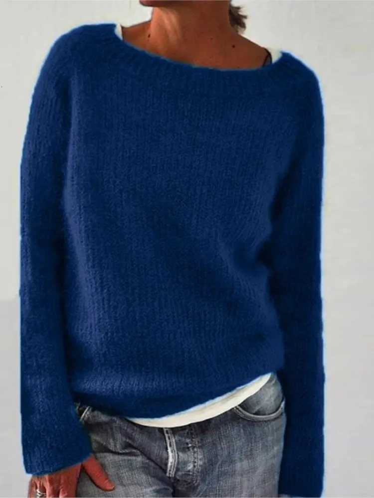 Lady Solid Knit Sweater Casual O Neck Long Sleeve Pullovers Sweaters Top For Women Fashion Holiday Womens Clothing Autumn WinterT251027