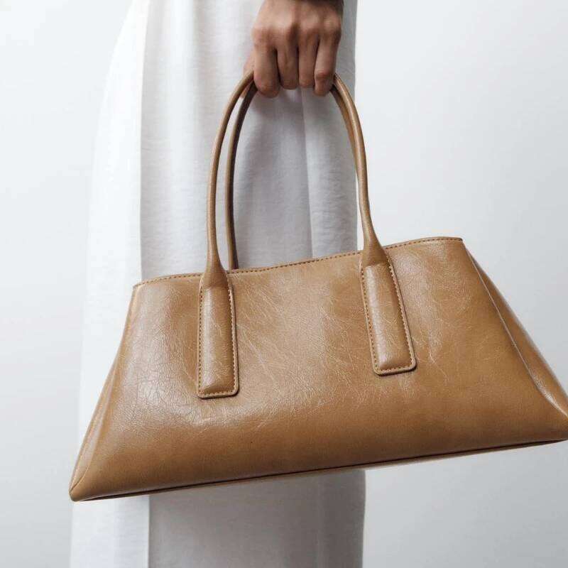 Women's Crackle-Effect CITY Bag, Ladies Design Tote Solid Color Handbags, Women's Leisure Outdoor Baguette