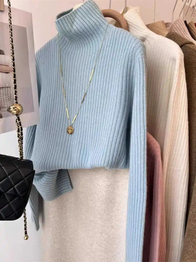 Knitted Sweater Women Pullovers Long Sleeve Turtleneck White Knit Sweater Pullover Women Tops Sweaters Sueters De Mujer Q974 251027