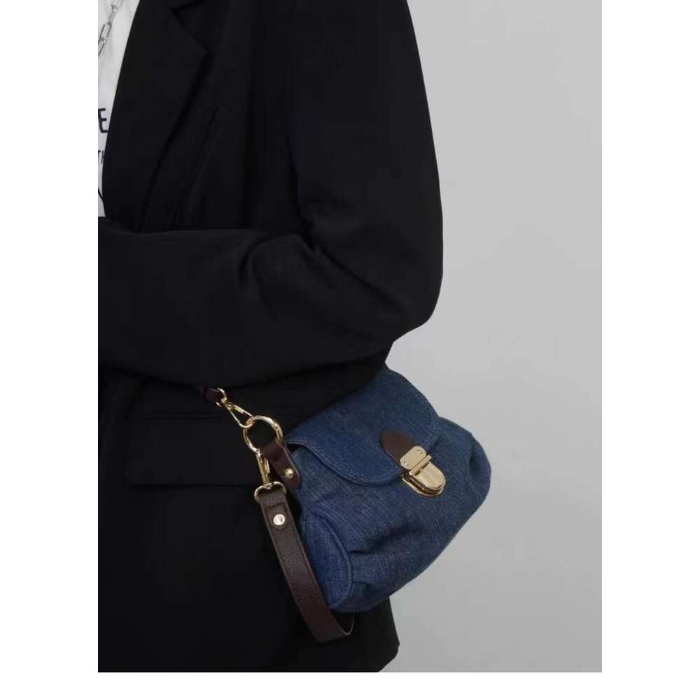 Designer Bag for Women Fashion Shoulder Bag Color-Block Underarm New Fashion Crossbody Denim Lock Pleated Bag