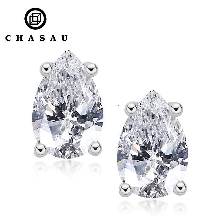 High Quality Wholesale Pear Cut 05ct Moissanite 925 Sterling Silver Simple Stud Earring for Women Jewelry Gift