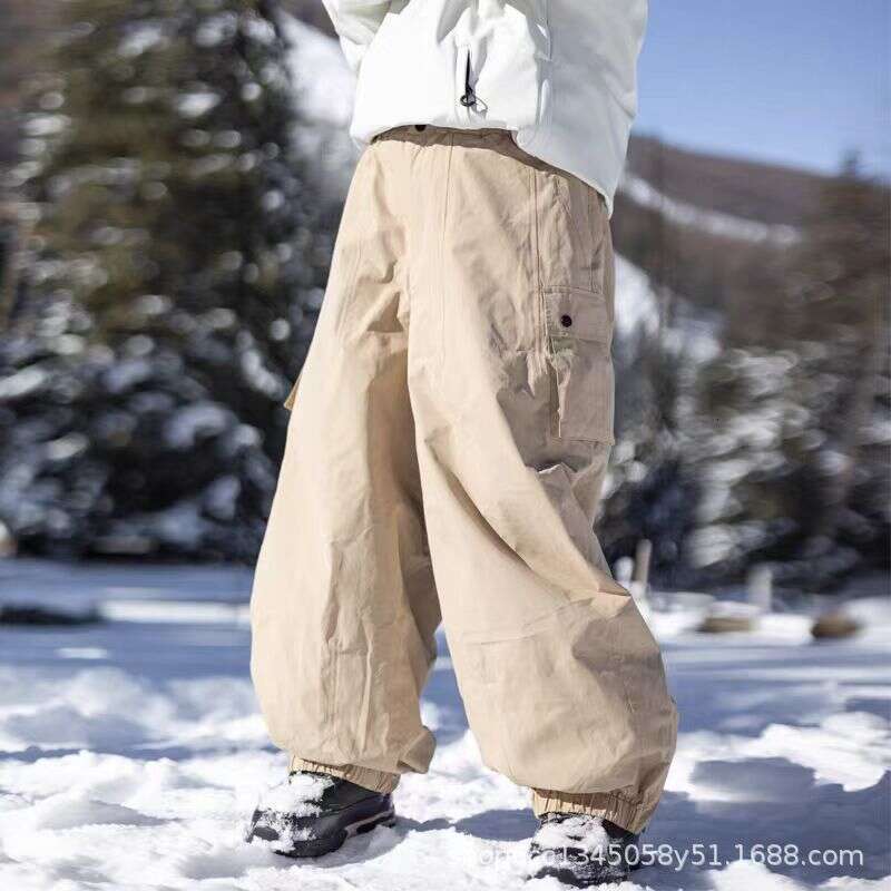 Ultra Loose Windproof Waterproof Snowboarding Hip-Hop Ski Suit Fleece-Lined Men And Women Pants Outdoor Warm Winter