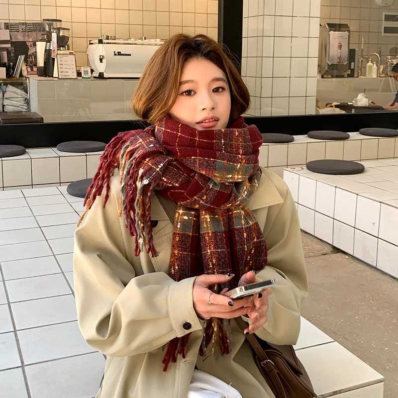 New Imitation Cashmere Scarf wens Winter highend Feeling Warm Shawl Cute Versati Plaid Scarf Shawls Wen Luxury 4w966W251027