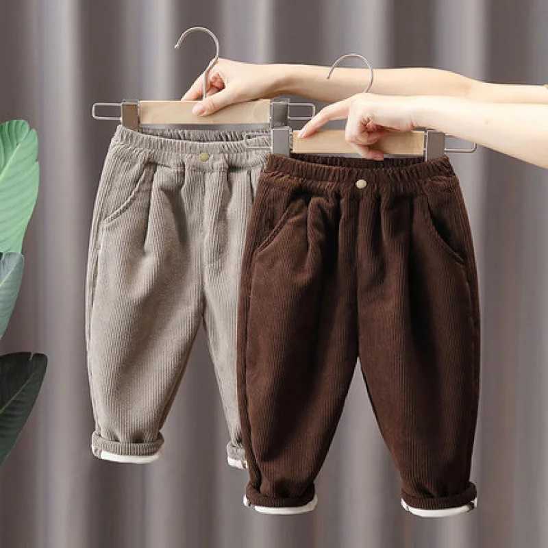 Kids Corduroy Thermal Pants Thickened Winter Sweatpants for Boys Girls Cozy ColdWeather BottomsT251027