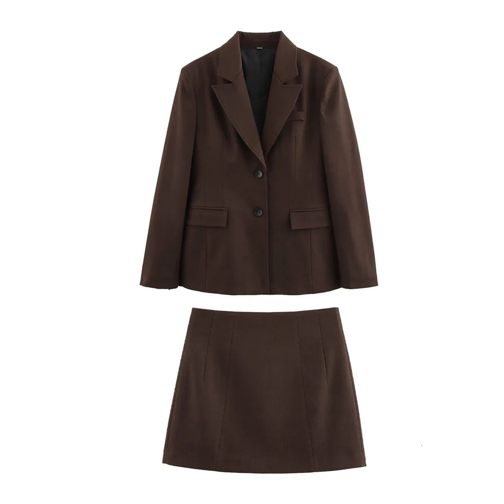 womens fashion single breasted waist cinched suit jacket for spring and summer high waisted solid color skirt 251023