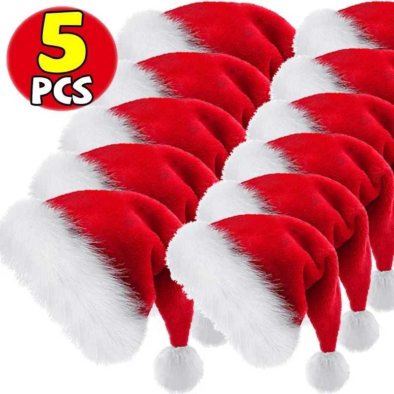 Adults Kids Christmas Hats Winter Thickened Plush Soft Velvet Santa Claus Caps Parentchild Hat Xmas New Year Party Home DecorW251027
