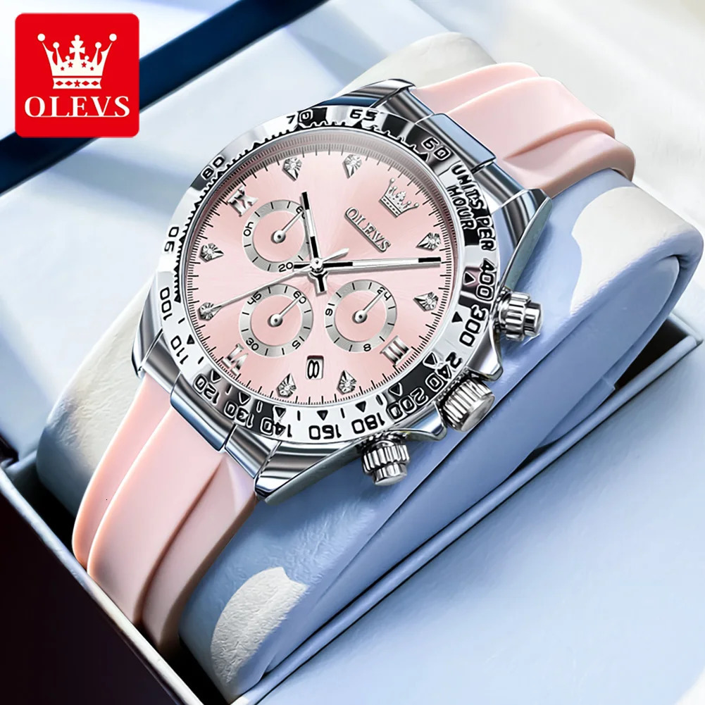 OLEVS 5618 Woman Watch Silicone Strap Original Quartz Watch for Women Auto Date Waterproof Chronograph Ladies Clock 251021