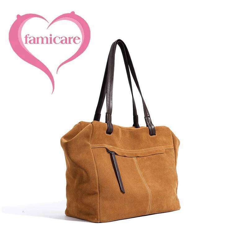 Designer Luxury Wholesale Women Suede Tote Lady Fall Winter Frosted Split Leather Large Capacity Fashion Handbag Female Trendy Shoulder Bag