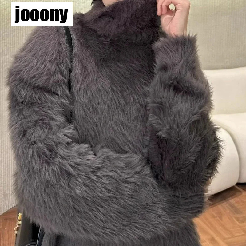 Winter Mohair Turtleneck Sweater Fashion Warm Causal Loose High Street Knit Sweaters Pullovers Men Top Male Clothes 251016