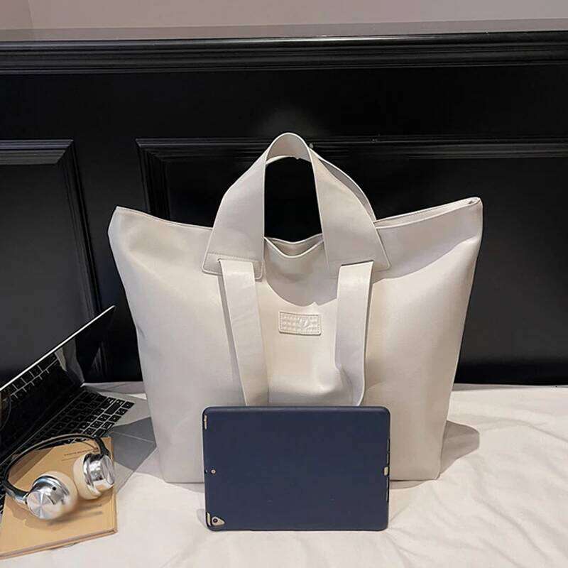 Women's PU Light Elegant Tote Bag Large Vintage Commute Business Travel Daily Handbag Students Laptop Books Shoulder Bags