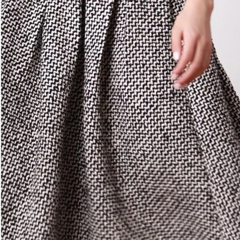 Matakawa Woolen Faldas Mujer Plaid Vintage Thick Autumn Winter Korean Fashion Women Skirts High Waist Aline Retro Long Skirt 251027