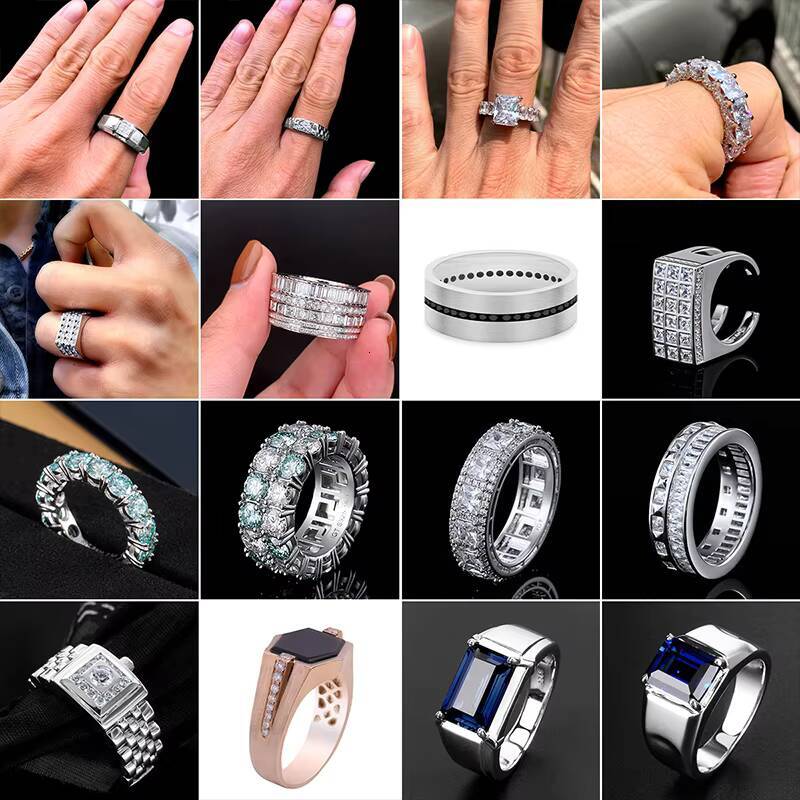 Simple Luxury Moissanite Engagement Ring Wedding Jewelry with Crystals for Parties