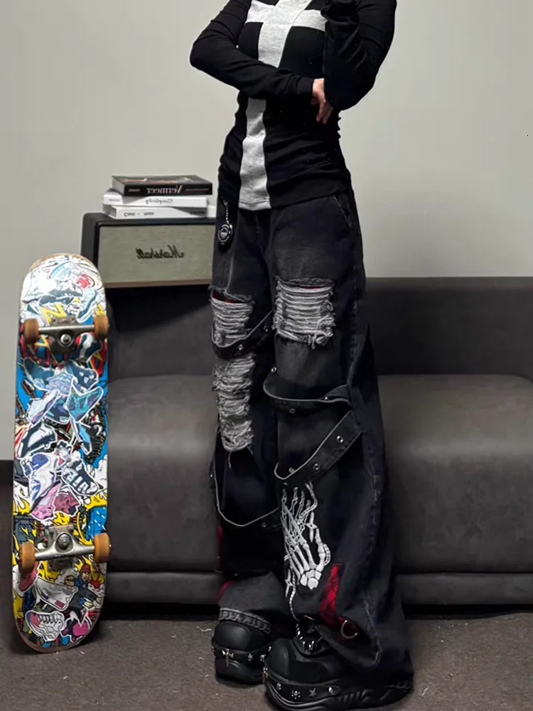 Y2K Korean Version College Style Oversized Jeans Women Harajuku Casual Loose Sweet Straight Fashion Trend Joker 251027