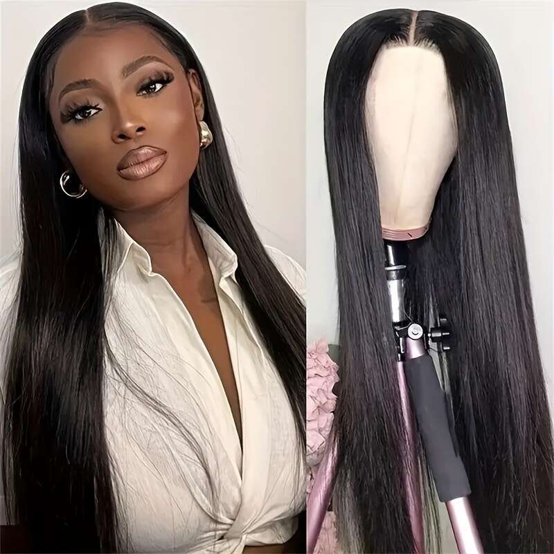 Glueless Brazilian Human Hair - 5X5 HD Closure, 250% Density, Pre-Plucked Pre-Cut Beginners, Glue No Gel, Black, Perfect For Casual Attire & Special O