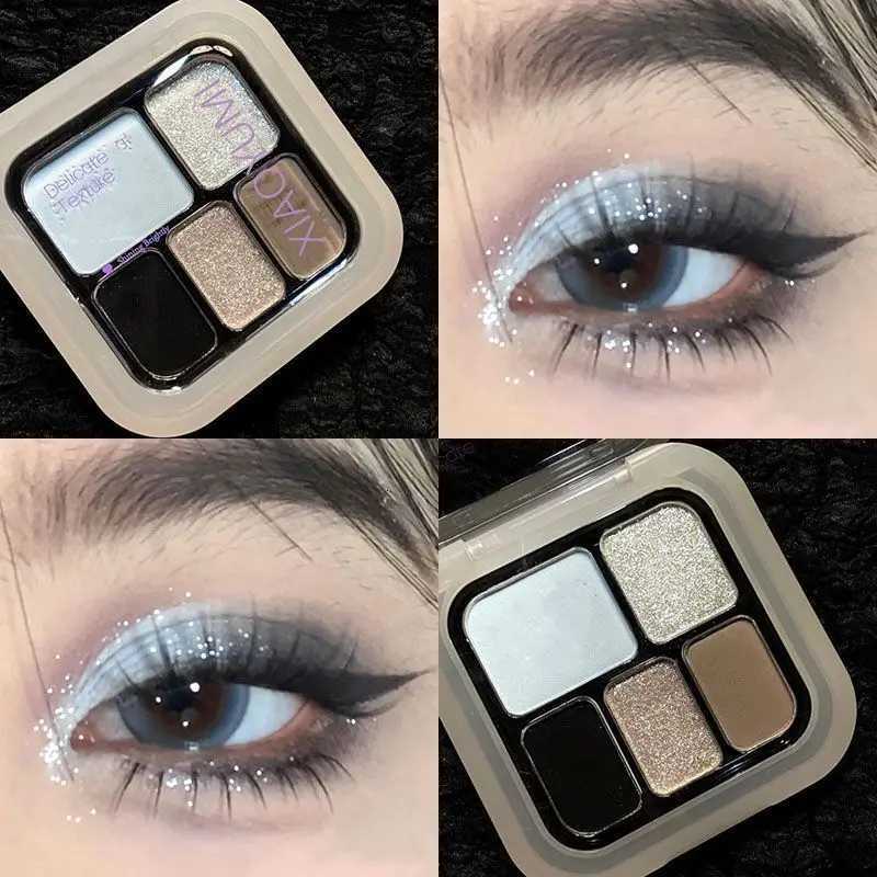 Mini 5 Color Glitter Pink Eye Shadow Palette Silver Black Smoked Shimmer Matte Eyeshadow Palette Waterproof Easy Coloring MakeupXJ251027