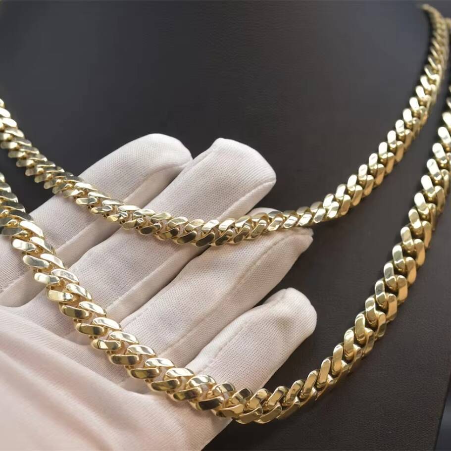 Wholesale Fine Jewelry Men Women 10K 14K 18K Solid Real Gold 8mm Cuban Link Chain Bracelet Iced Out Hip Hop Moissanite Necklace