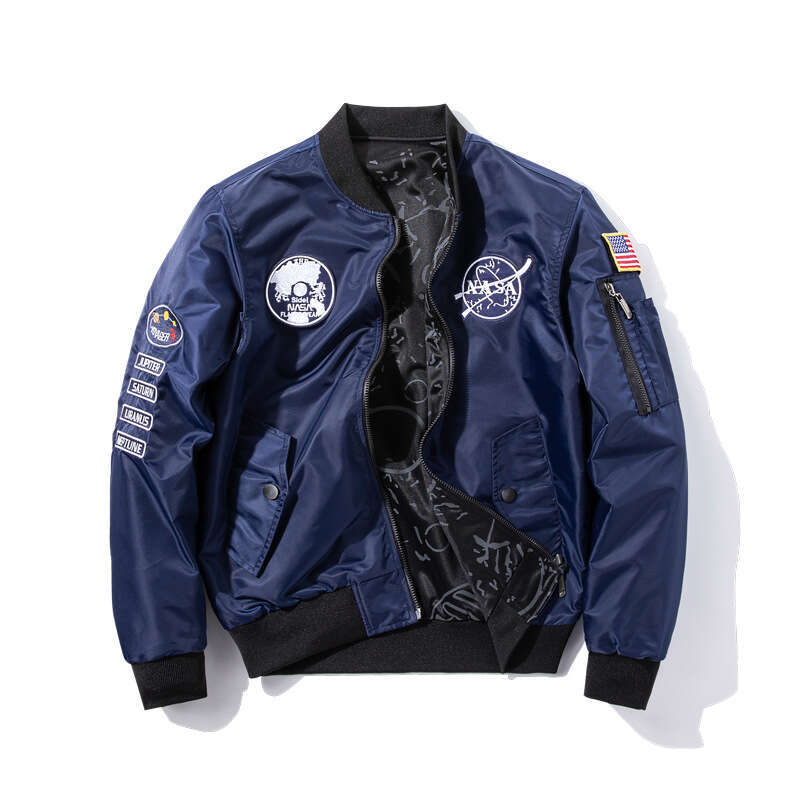 NASA New Reversible Men's Casual Sports Jacket Coat Autumn Winter Flight Suit Youth Fashion Plus Size