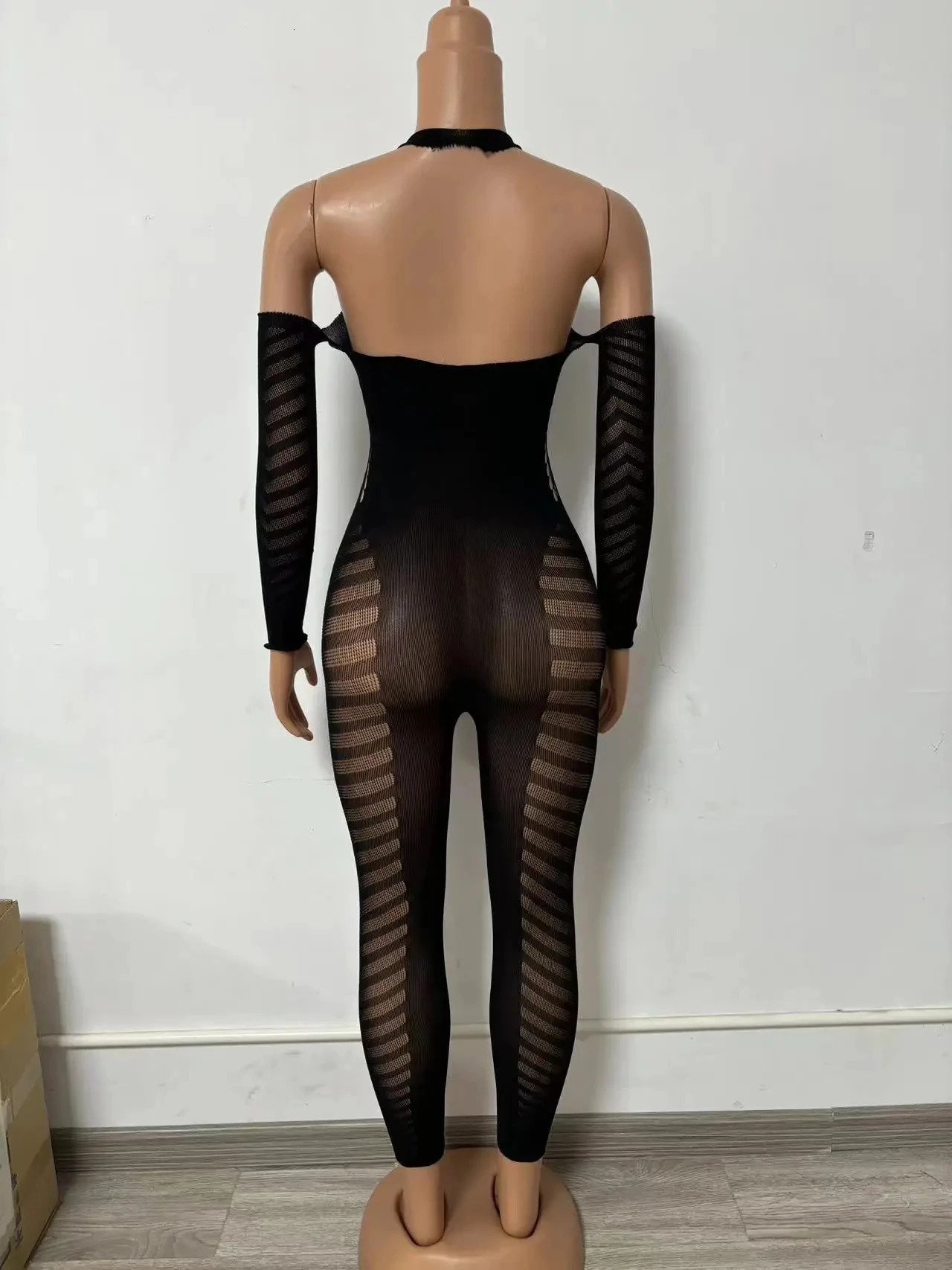 Mesh Jumpsuit For Women Sexy ClubRhinestone Deep V One Piece Birthday JumpsuitsPoster Bottle Large Outfit Going Out Plus Size 251027