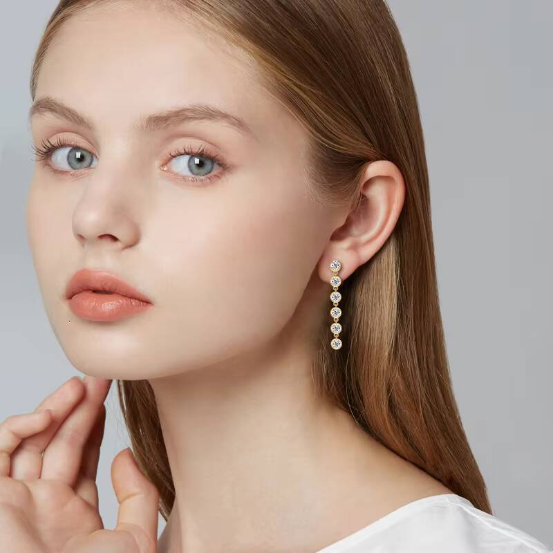Wedding Jewelry Romantic Dazzling 925 Sterling Silver Moissanite Diamond Dangle Stud Earrings for Women