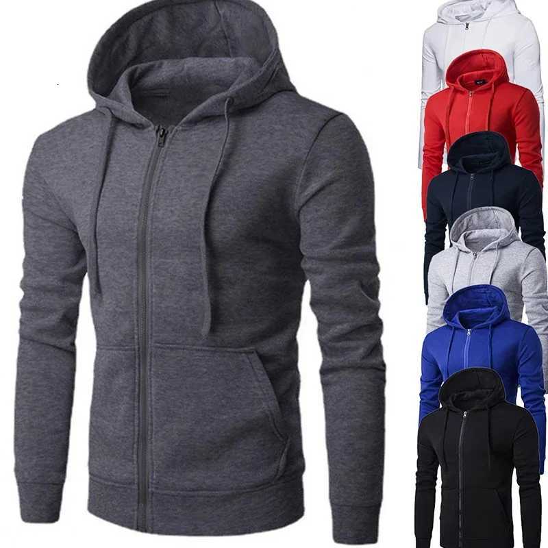 Mens Fashion Fleece Zipper Sweatshirt Loose Casual Hoodie for Spring Autumn W251027