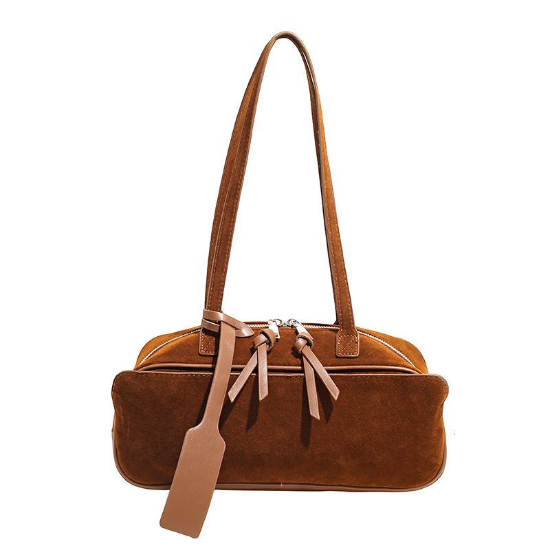 Free shipping designer bag High-end Suede Bowling Bag Handheld Underarm Bag New Matte Boston Bag Shoulder Bag