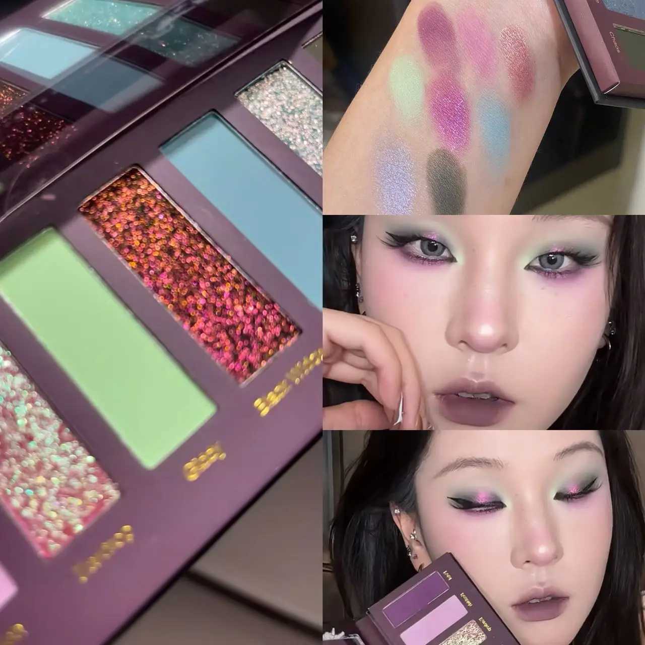 Gothic Pearlescent Purple Eyeshadow Palette 8Color Oil Painting Style Matte Punk Metallic Green Smoked Makeup Eye PigmentXJ251027