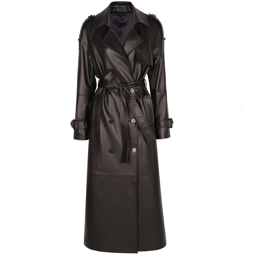 YOLOAgain Double Breasted Suede Jacket Coat Women Real Leather Trench 251027