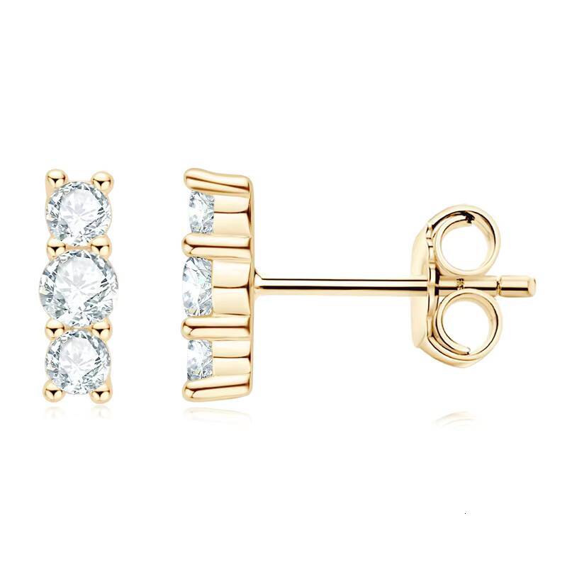 Chasau Unique Design Daily Jewelry Moissanite Ear Rings 925 Sterling Silver VVS 30mm25mm Moissanite 3 Stone Stud Earrings