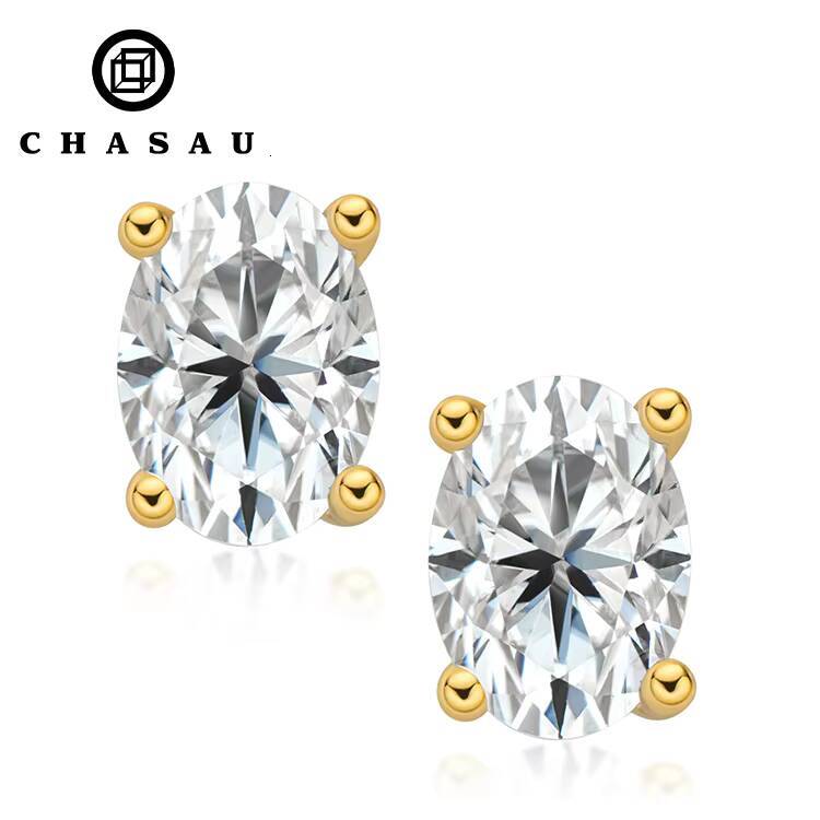 Latest Style New Designed Oval Cut 05ct Moissanite 925 Sterling Silver Stud Earring for Lady