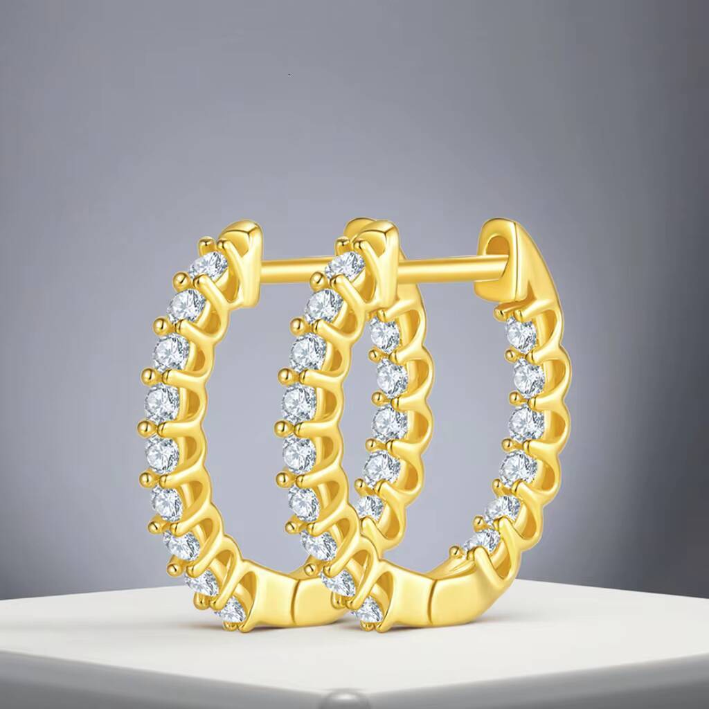 Hot Sale Classic 925 Sterling Silver 15MM 0015CT Round Moissanite Hoop Cluster Stud Earrings Statement Earrings for Women