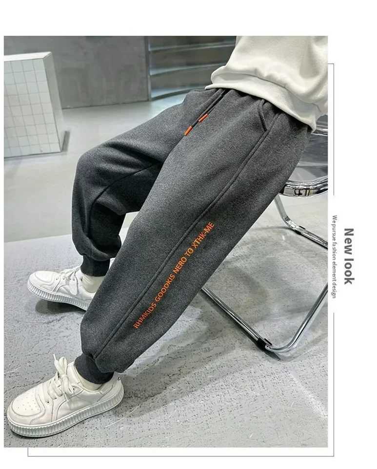 Boys Lambswool Thick Pants Teenager Padded Plush Velvet Sports Trousers Kids Warm Snow Clothing Children Winter Cotton PantsT251027