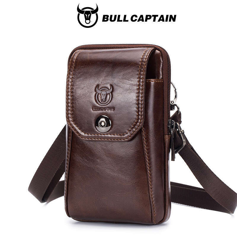 Captain Bull BULLCAPTAIN Men S Genuine Leather Single Shoulder Crossbody Inch Inch Belt Phone Waist Bag High Quality