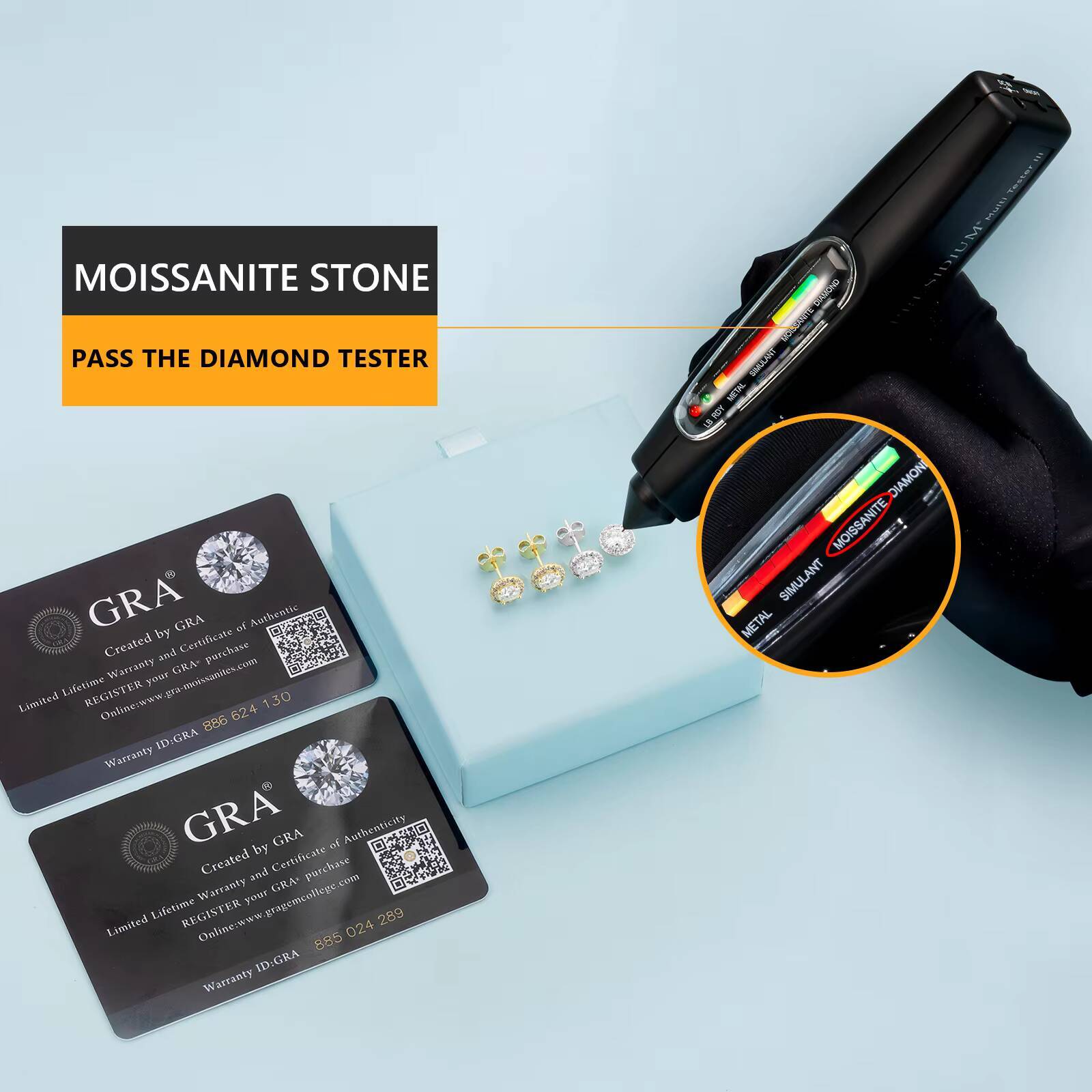 1CT Pass Diamond Test VVS Moissanite Jewelry GRA Certified Men Women Gifts 14K Gold Plated 925 Sterling Silver Halo Stud Earring