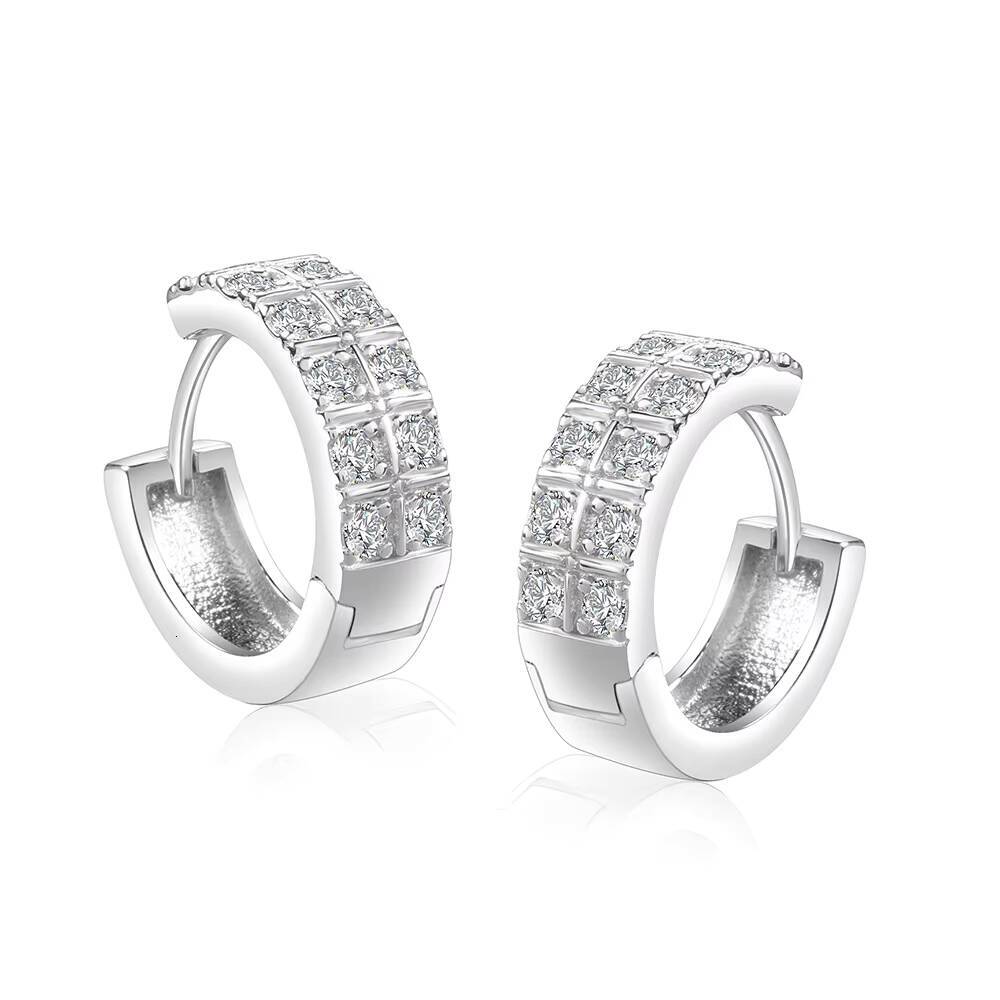 Fashion S925 Sterling Silver Moissanite Earrings with European and American Style Hiphop Accents for Men and Women