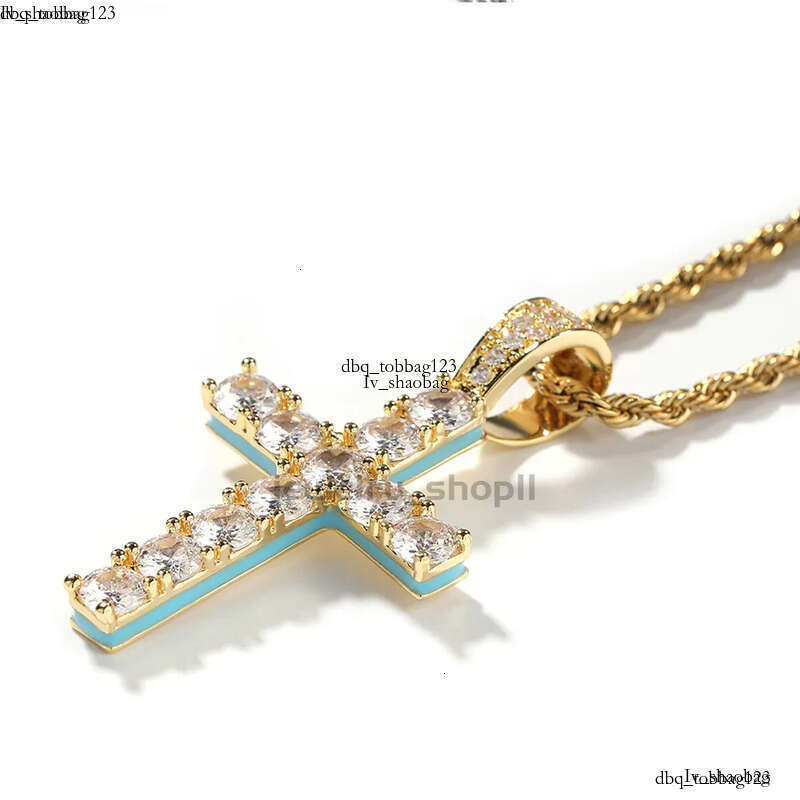necklace moissanite chain New Cross Personalized Side Glow Set PendantCuban Chain Hip Hop Personality jewelry Moissanite dia 825 aaa