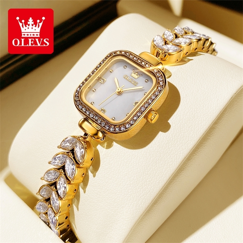 OLEVS 9987 Womens Watch Square Dial Waterproof Quartz Watch For Women Original Elegant Ladies Wristwatch Steel Strap 251027