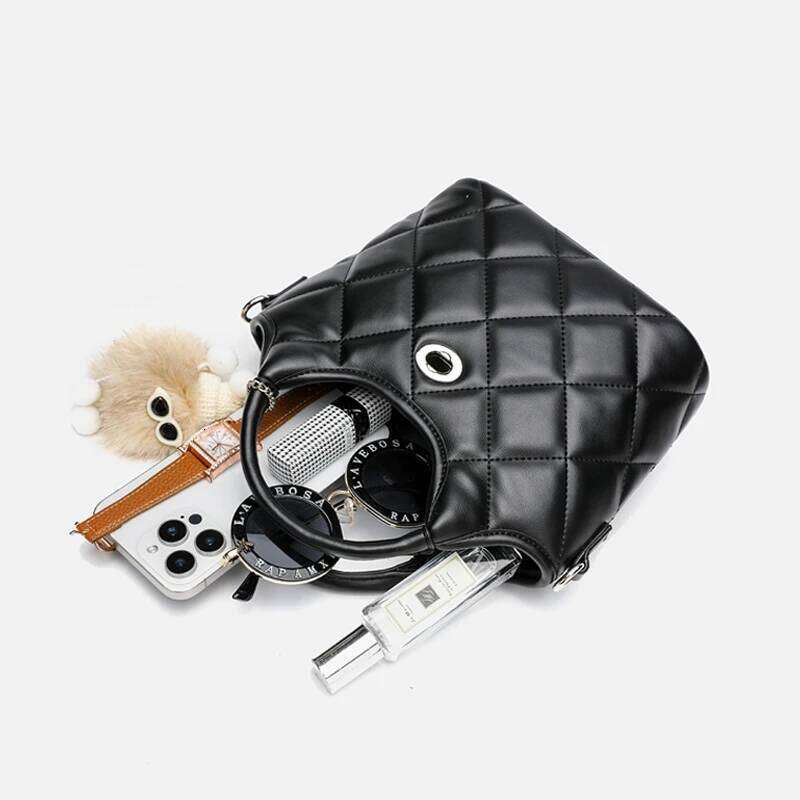 New Women's One-Shoulder Crossbody Basket Bucket Fashionable High-Quality Bag High-End Soft Leather Dia Handbag