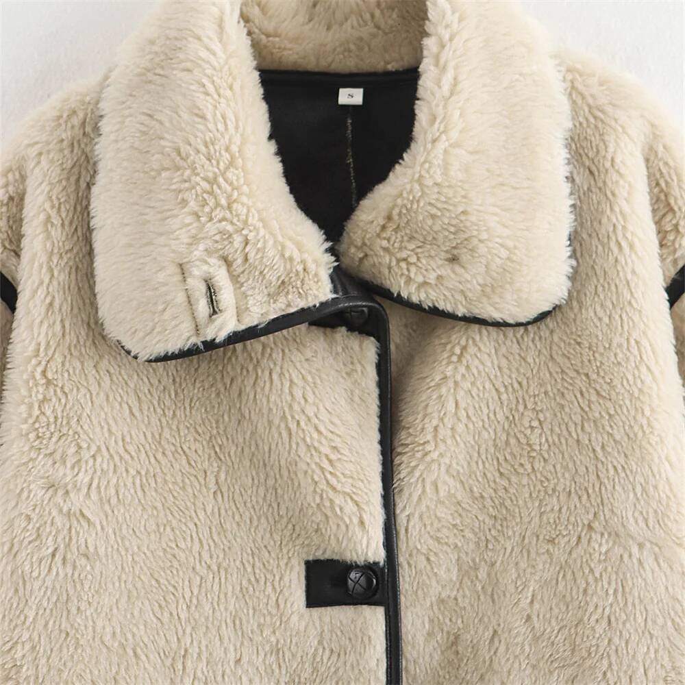 winter jacket women Women's Big Collar Fur Integrated Plush Coat Autumn/Winter New Solid Color Long Sleeve Warm Jacket
